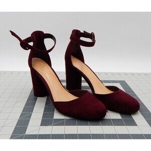 LC Lauren Conrad Hydrangea Women’s Ankle Strap High Heel Wine Faux Suede Size 8M